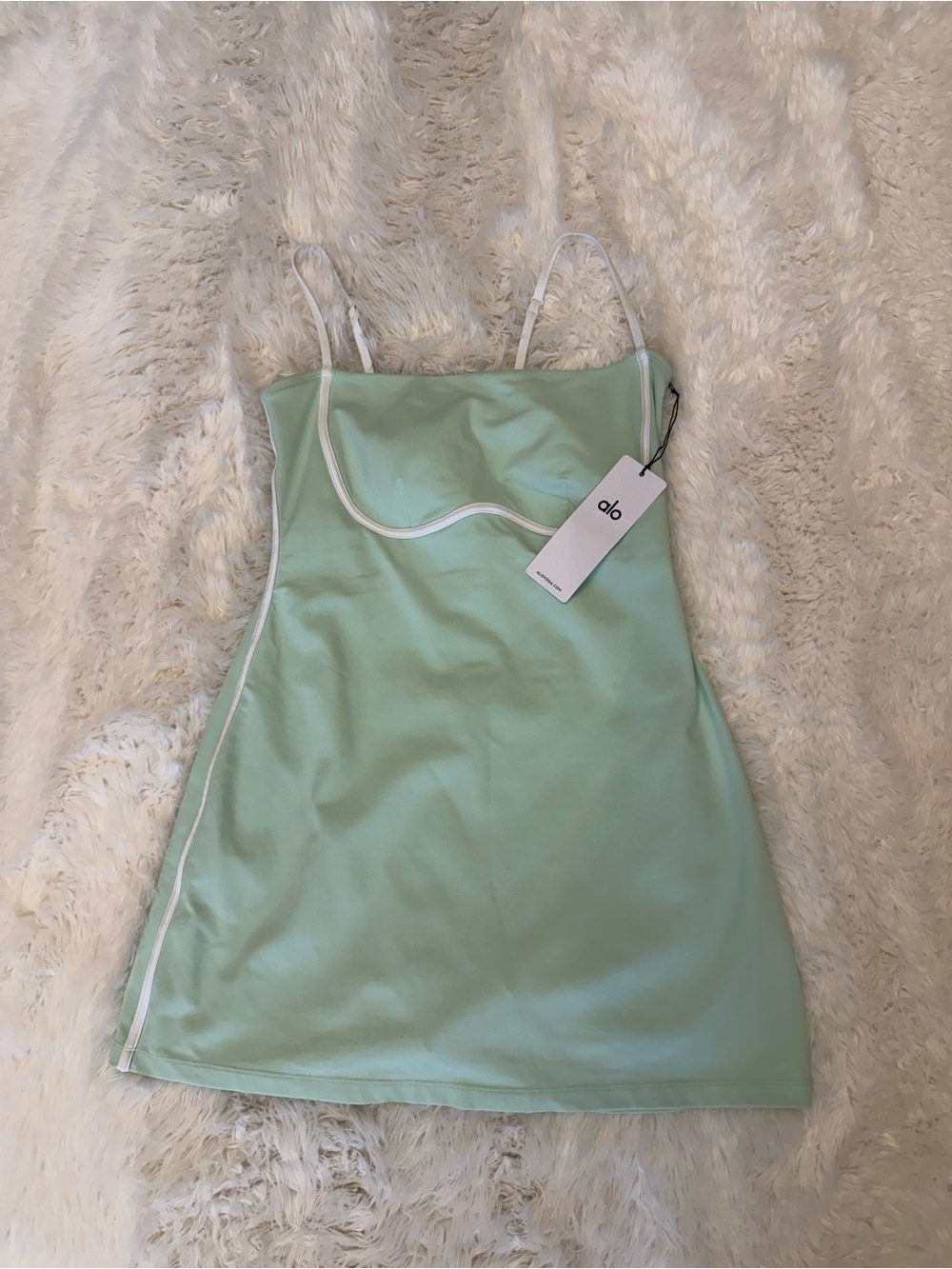 ALO Yoga Spearmint Streamlined Dress with White Strap